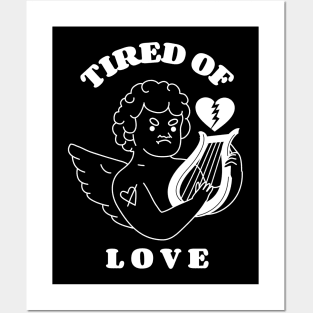 Tired of Love Cupid in White Posters and Art